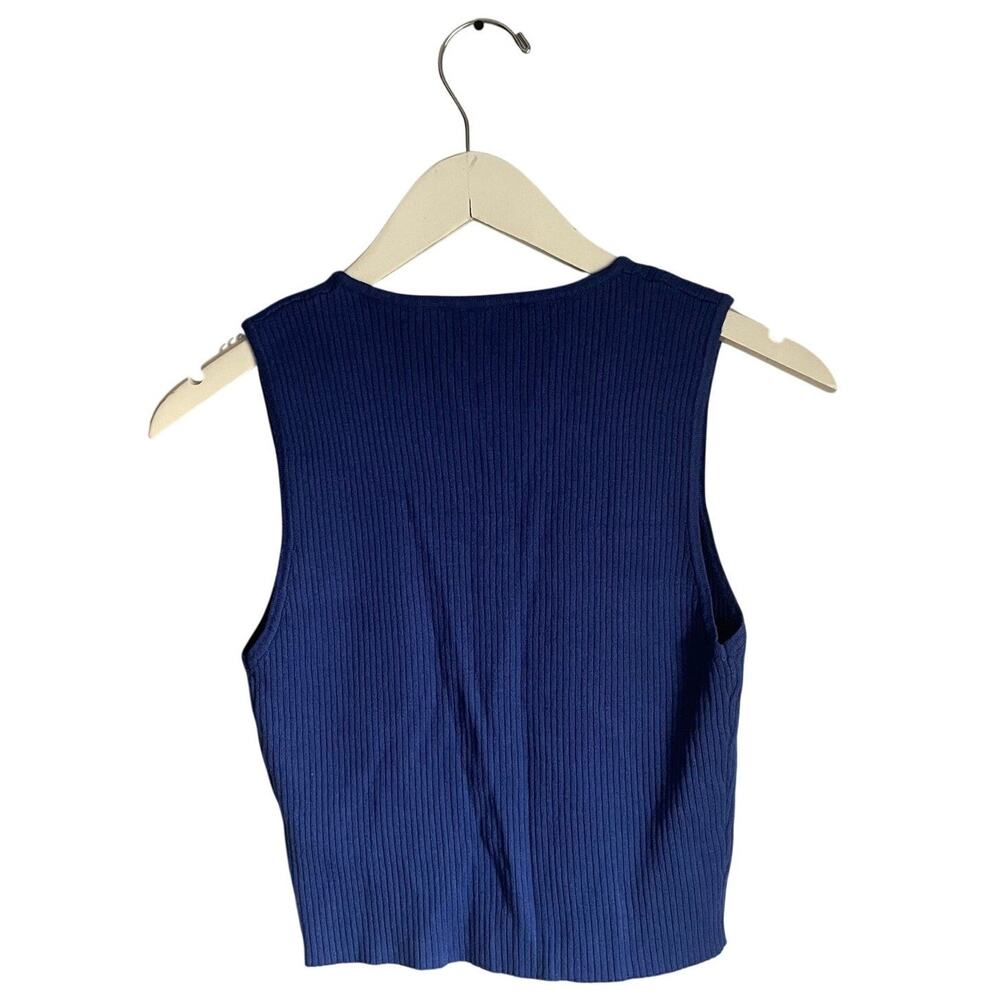 Lelis Collection Cobalt Blue Sleeveless Coquette Bow Ribbed Tank Top size Medium - Picture 4 of 8
